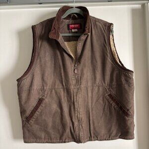 VINTAGE Wrangler Hero Sherpa Lined Brown Denim Cotton Vest XL